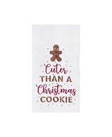 C&F Home Holiday "Cuter Than A Christmas Cookie" Sentiment Gingerbread Man Cotton Flour Sack Kitchen Dish Towel 27L x 18W in.