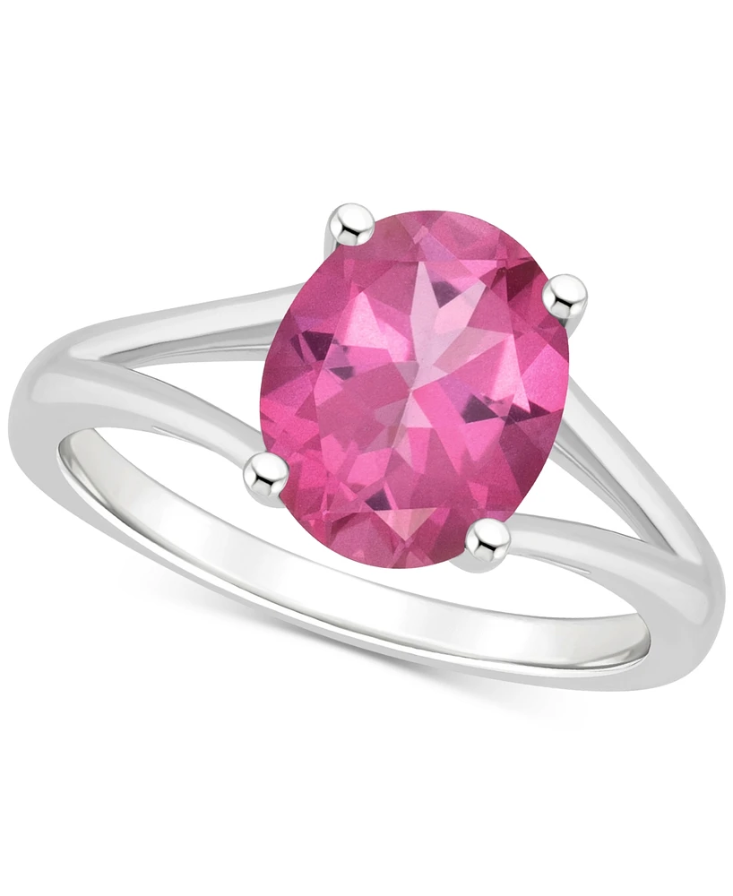 Mystic Topaz Oval Split Shank Solitaire Ring (3-5/8 ct. t.w.) Sterling Silver (Also Pink Topaz)