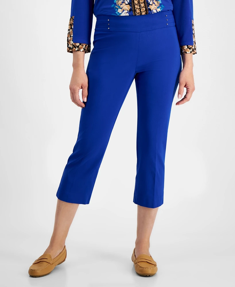 Jm Collection Women's Pull On Slim-Fit Rivet Detail Cropped Pants, Created for Macy's