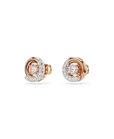 Swarovski Round Cut, White, Rose Gold-Tone Plated Dextera Stud Earrings