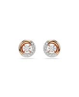 Swarovski Round Cut, White, Rose Gold-Tone Plated Dextera Stud Earrings