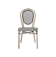 Merrick Lane Mael Set Of Four Stacking Thonet Bistro Style Chair With Textilene Seat And Bamboo Finished Metal Frame For Indoor/Outdoor Use