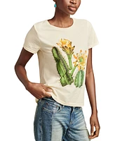 Lucky Brand Women's Cotton Watercolor Cactus Classic T-Shirt