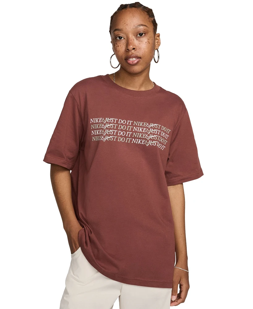 Nike Women's Sportswear Cotton Logo Crewneck T-Shirt