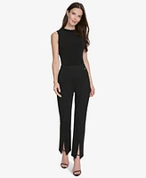 Halston Women's Split-Hem Mid-Rise Slim-Leg Pants