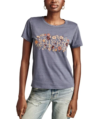 Lucky Brand Women's Cotton Floral Embroidered T-Shirt