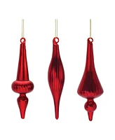 Slickblue Ribbed Glass Finial Ornament (Set of 12)