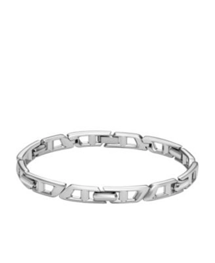 Diesel Mens D Logo Sterling Silver Link Bracelet