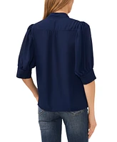 CeCe Women's 3/4-Sleeve Collared Button Down Blouse