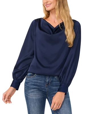 CeCe Women's Cowlneck Blouson-Sleeve Blouse