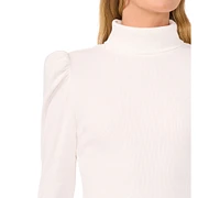 CeCe Women's Puff-Shoulder Long-Sleeve Turtleneck Top