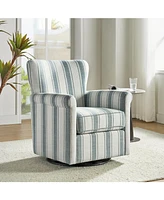 Transitional Swivel Chair with Roll Armrest