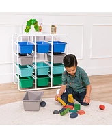 ECR4Kids 4-Tier Storage Rack with 12 Cubby Bins 4x3, Primary