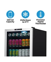Newair 160 Can Freestanding Beverage Fridge in Stainless Steel with Split Shelf and Precision Digital Thermostat