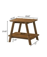 Mid-Century Modern Wood Shelf 3-Piece Coffee Table Set, Walnut Finish