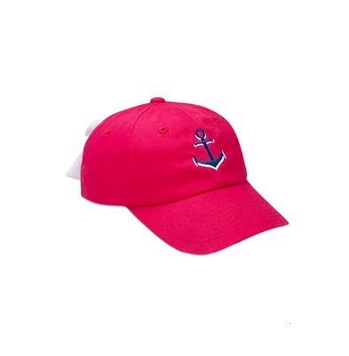 Bits & Bows Girls Girls Anchor Bow Baseball Hat in Red