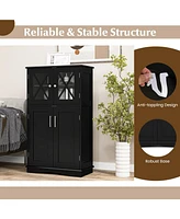 Slickblue 4 Doors Freeestanding Bathroom Floor Cabinet with Adjustable Shelves