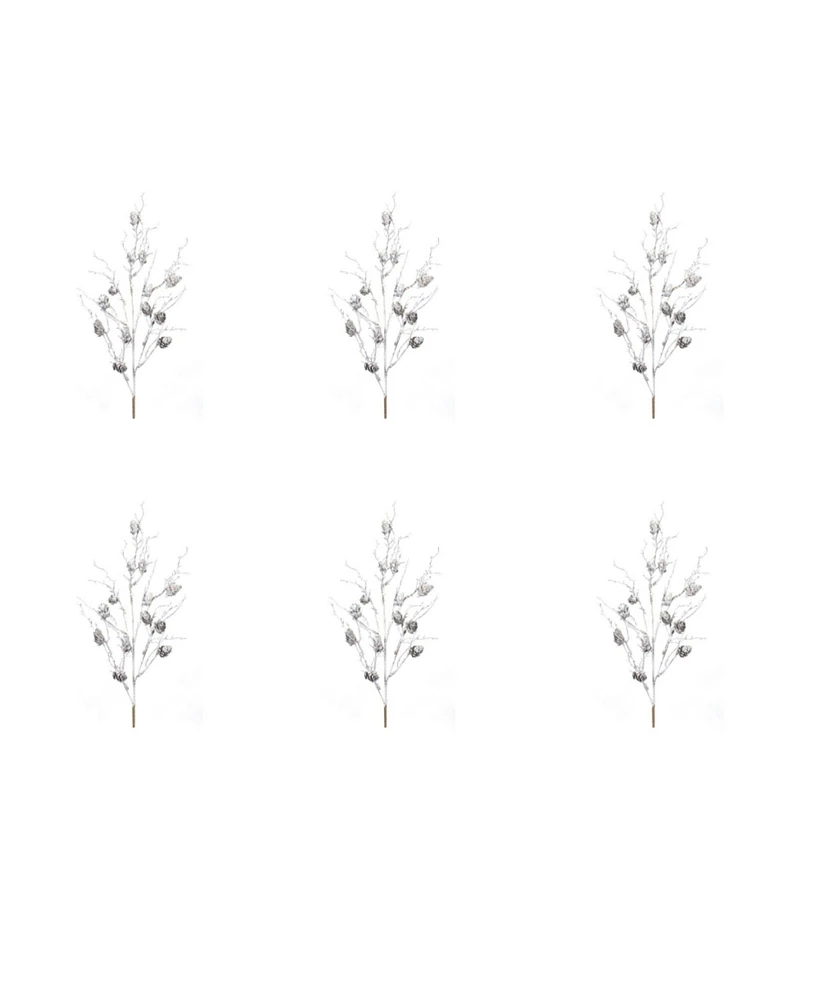Slickblue Set of 6 Pine Cone Twig Sprays for Rustic Holiday Decor