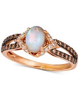 Le Vian Neopolitan Opal (3/8 ct. t.w.) & Diamond (1/3 ct. t.w.) Split Shank Ring in 14k Rose Gold