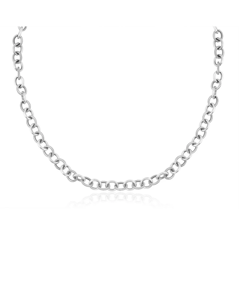 American West Jewelry Sterling Silver Oval Link Chain Necklace