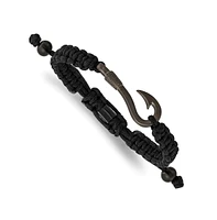 Chisel Stainless Steel Fishing Hook Black Nylon Bracelet