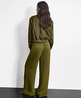 Dkny Womens Bomber Jacket Chiffon Blouse Wide Leg Pants