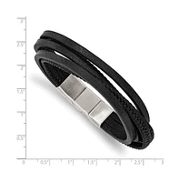 Chisel Stainless Steel Multi Strand Leather Bracelet