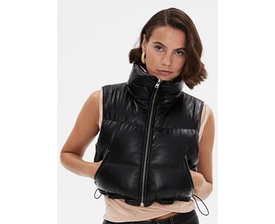 Furniq Uk Women's Reversible Sleeveless Jacket, Nappa Black