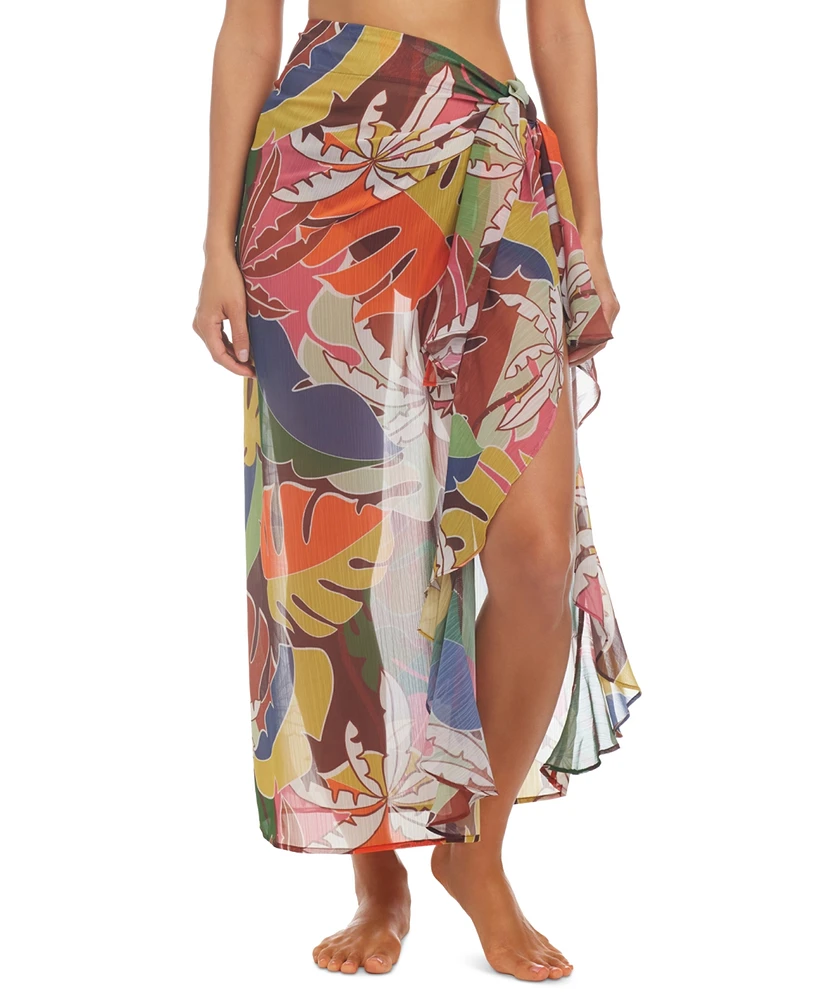 Bleu by Rod Beattie Women's Tropical-Print Sarong Cover-Up