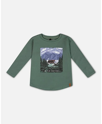 Deux par Toddler Boys Long Sleeve T-Shirt With Print Forest Green - Toddler|Child