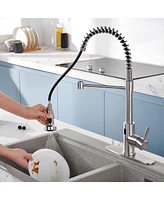 Mondawe Single Handle Pull Down Sprayer Kitchen Faucet with Touchless Sensor, Deckplate Included