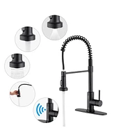 Mondawe Single Handle Pull Down Sprayer Kitchen Faucet with Touchless Sensor, Deckplate Included