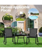 2 Pce Patio Rocking Chair Heavy-Duty Metal Rocker Outdoor Anti-Slip