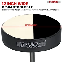 5 Core Drum Throne Padded Guitar Stool Height Adjustable Music Chair Ds 01 Vlvt Blk