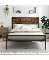 Slickblue Platform Bed with Rustic Headboard and Footboard-Full Size