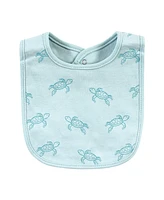 Hudson Baby Infant Boys Cotton Bibs, Sea Turtle, One Size