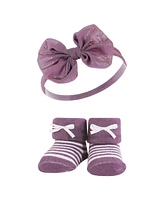 Hudson Baby Baby Girls Headband and Socks Giftset, Purple