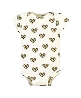 Hudson Baby Baby Girls Hudson Cotton Bodysuits, Leopard Hearts, 12-18 Months