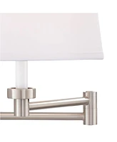 360 Lighting Vero Modern Swing Arm Wall Lamp with Usb Charging Port Brushed Nickel Plug-In Light Fixture White Drum Shade for Bedroom Bedside House Re