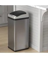 iTouchless Platinum Edition Stainless Steel Sensor Trash Can with AbsorbX Odor Filter 13 Gallon Silver