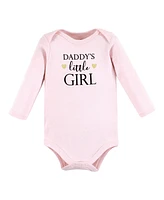 Hudson Baby Girls Cotton Long-Sleeve Bodysuits Daddy 5-Pack