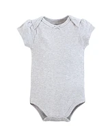 Hudson Baby Girls Cotton Bodysuits, Lilac Elephant