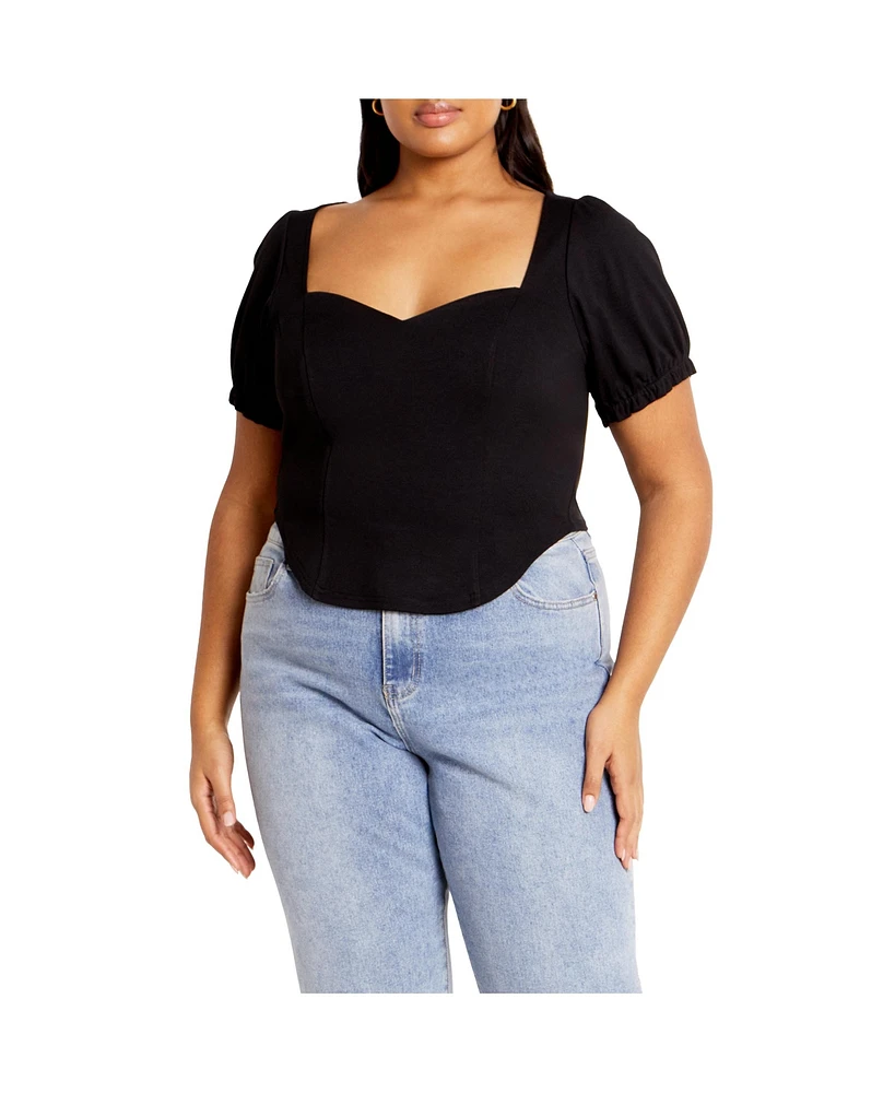 City Chic Plus Corset Puff Top