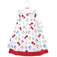 Hudson Baby Baby Girls Hudson Cotton Dresses and Leggings 3pc Set, Wildflower, 3-6 Months