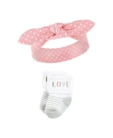 Hudson Baby Baby Girls Headband and Socks Set, Bunny, 0-9 Months