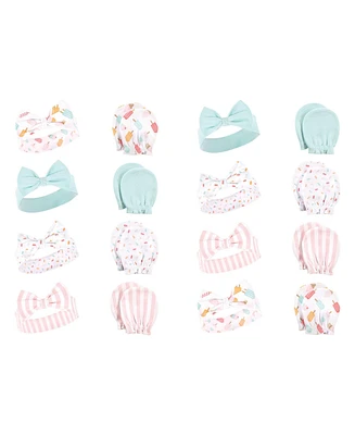 Hudson Baby Baby Girls Hudson 16Pc Headband and Scratch Mitten Set, Ice Cream, 0-6 Months