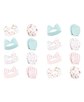 Hudson Baby Baby Girls Hudson 16Pc Headband and Scratch Mitten Set, Ice Cream, 0-6 Months