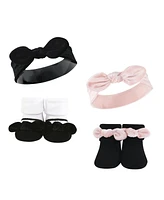 Hudson Baby Baby Girls 8Pc Headband and Socks Set, Lace Velvet Knot, 0-9 Months