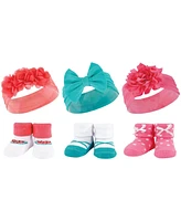 Hudson Baby Baby Girls Headband and Socks Giftset, Teal Coral, One