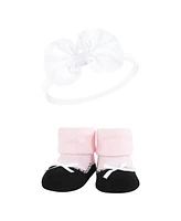 Hudson Baby Baby Girls Headband and Socks Giftset, Blush White, One